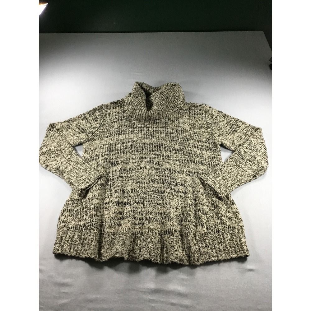 August Silk Fall Sweater L Cowlneck Black Cream Marled Metallic CozyLayers Tunic